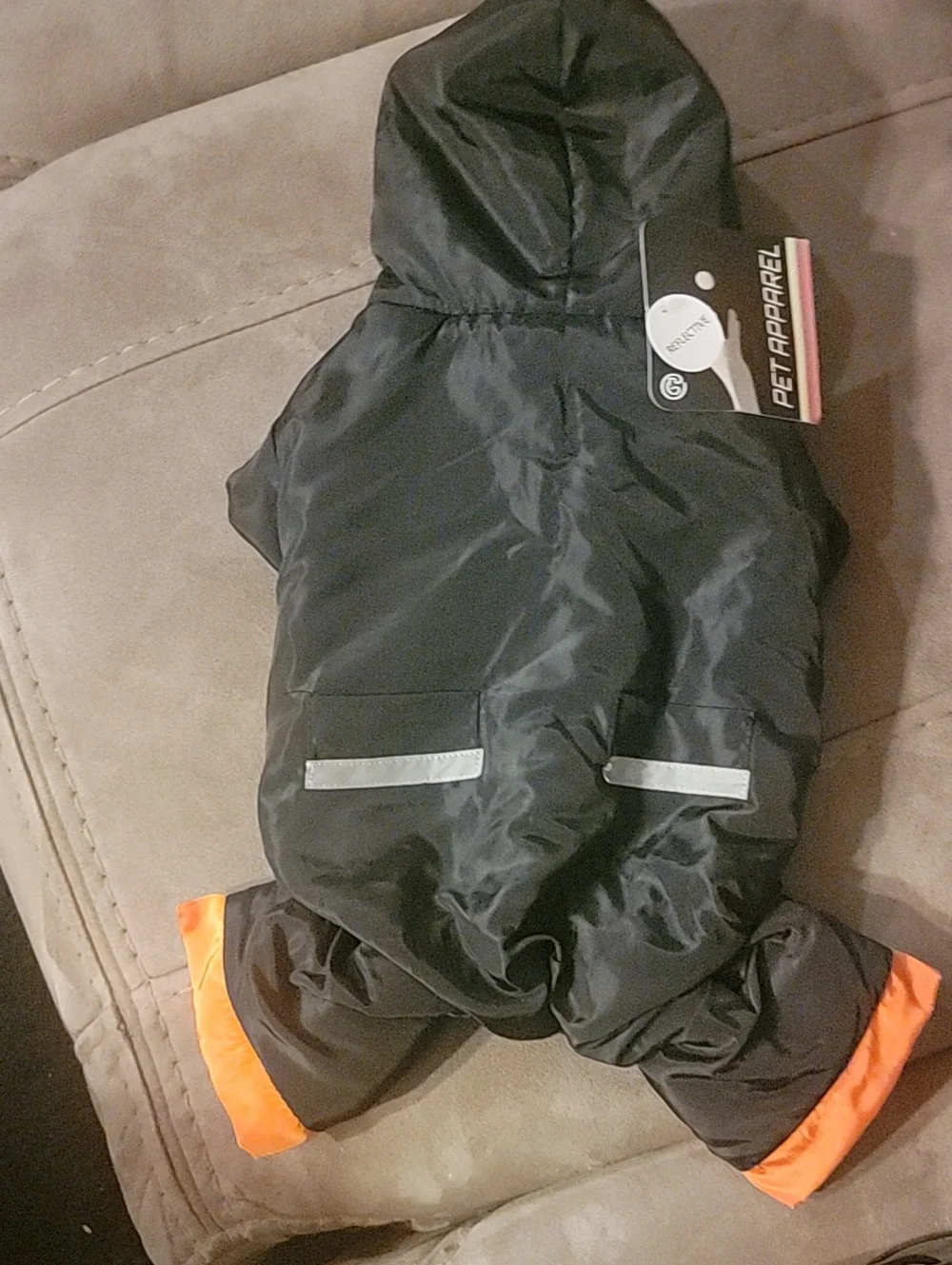 Black & Orange Reflective Dog Jacket Onesie Size Small Nwt